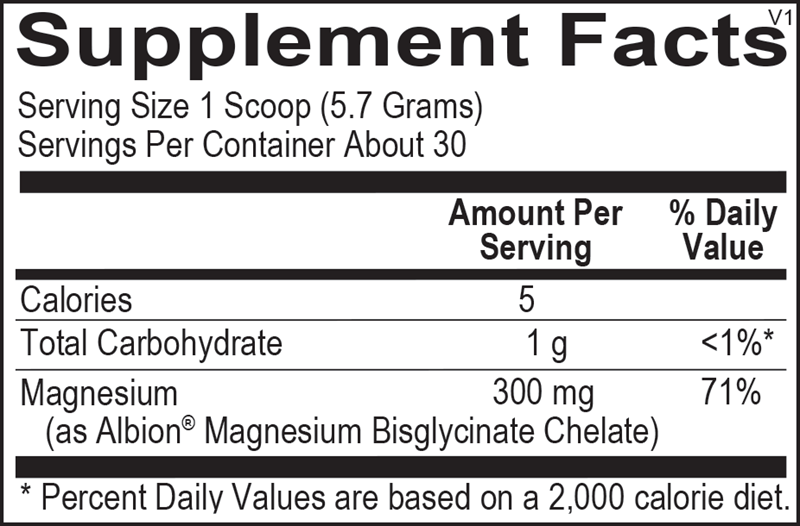 Reacted Magnesium Powder supplement facts image