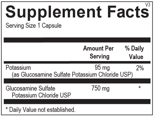 Glucosamine Sulfate supplement facts image