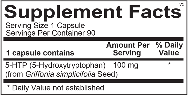 5-HTP 100mg supplement facts image