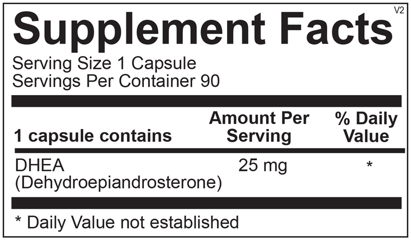 DHEA 25 mg supplement facts image