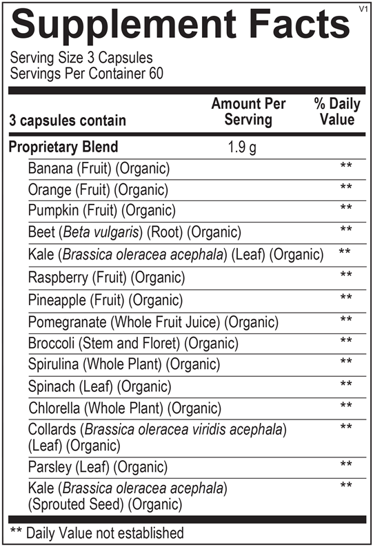 Indigo Greens Capsules supplement facts image