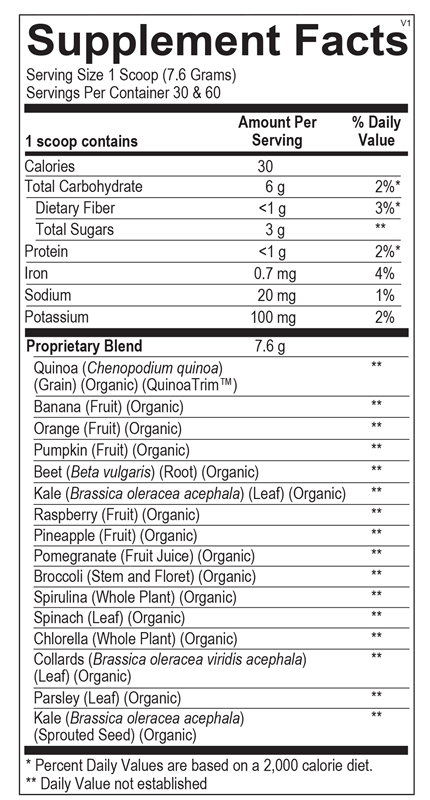 Indigo Greens Powder supplement facts image