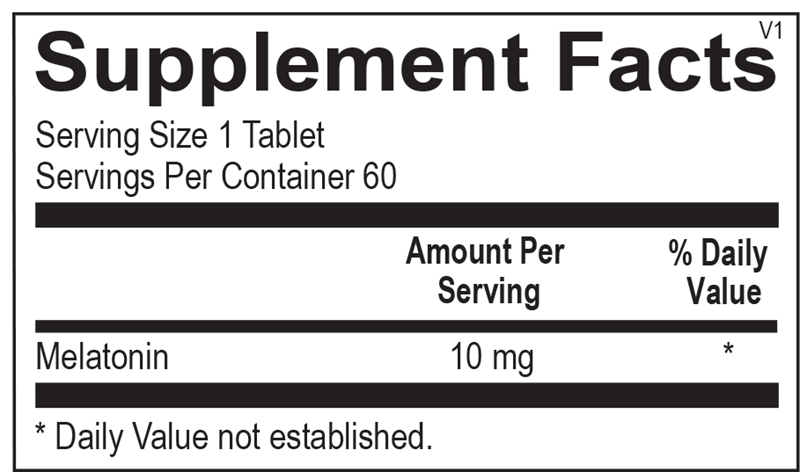 Melatonin 10 mg supplement facts image