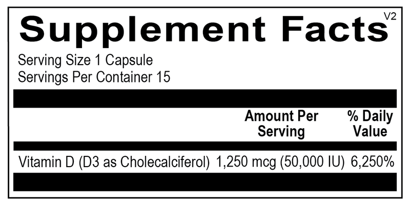 Vitamin D3 50,000 IU Single Blister supplement facts image